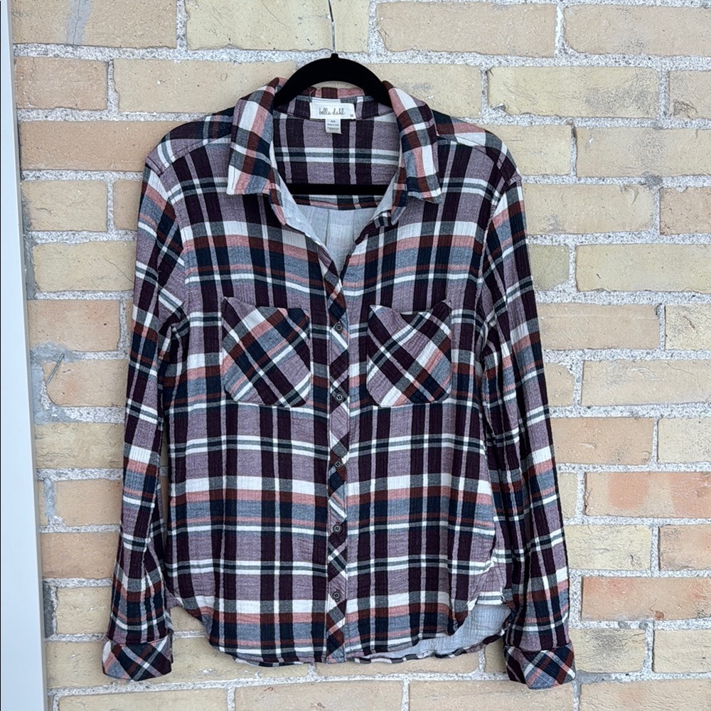 Bella Dahl Burgundy Plaid Button-Up Shirt